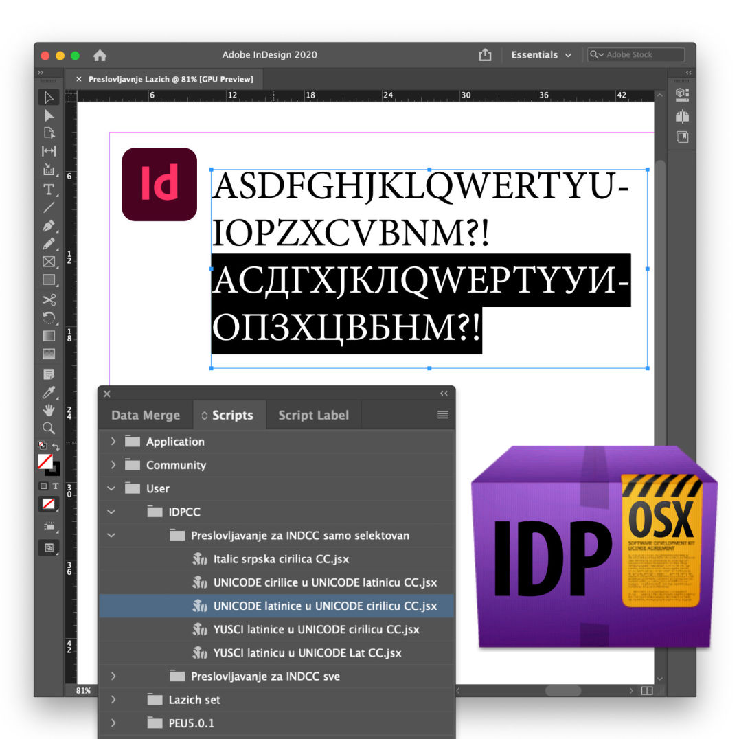 Preslovljavanje za Adobe InDesign